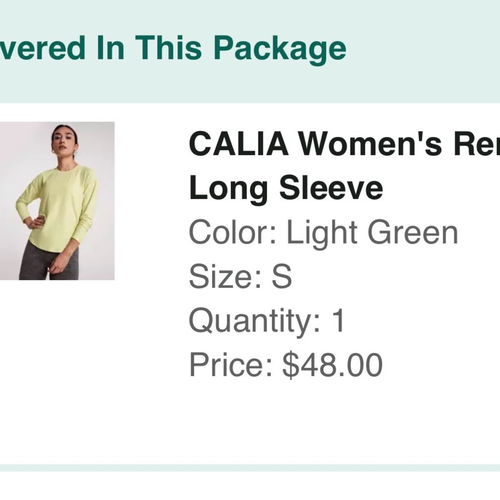 Calia Renew Light Green Long Sleeve Active Top - Picture 5 of 5